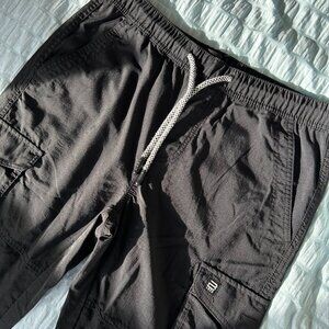 Men's Black Cargo Track Pants - Size Medium